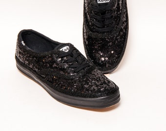 black sequin shoes