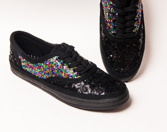 black sequin trainers