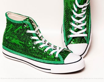 green glitter converse