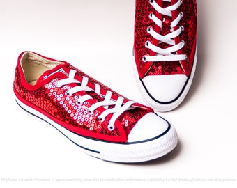 red sequin tennis shoes