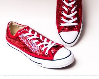 red sparkle tennis shoes