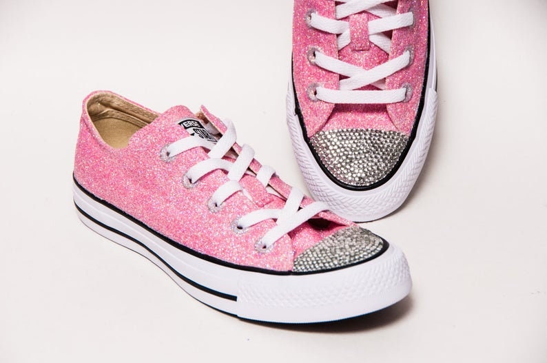 Bubblegum Pink Glitter Converse Low Tops | Etsy