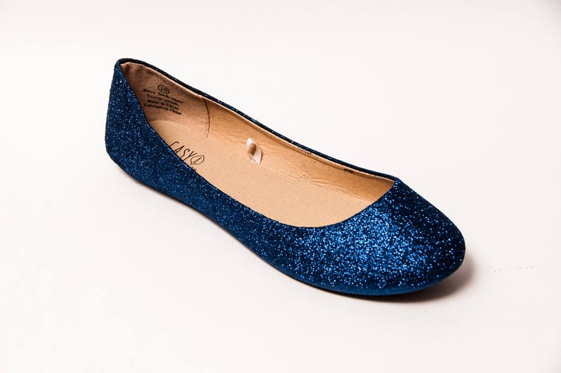 navy blue sparkly flats