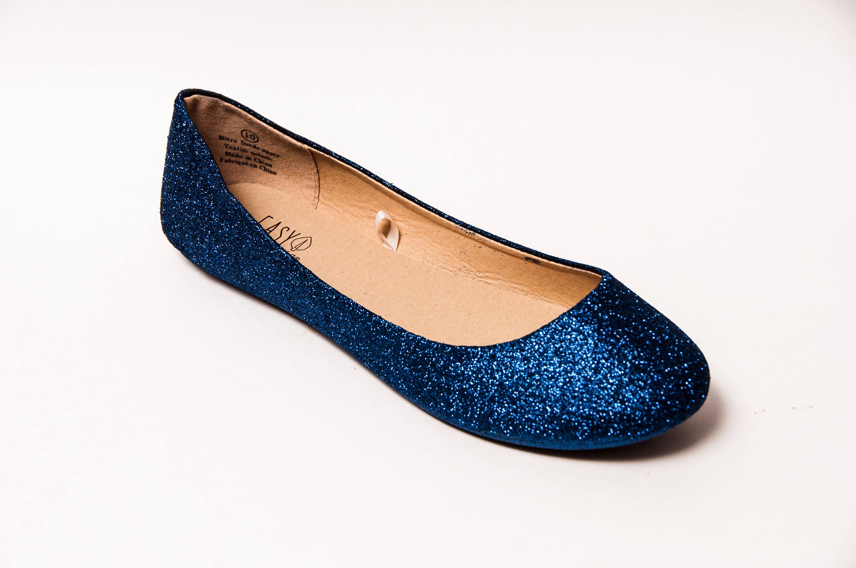 blue sparkle ballet flats