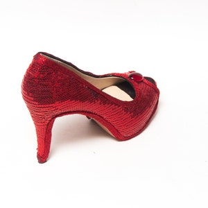 red sequin stilettos