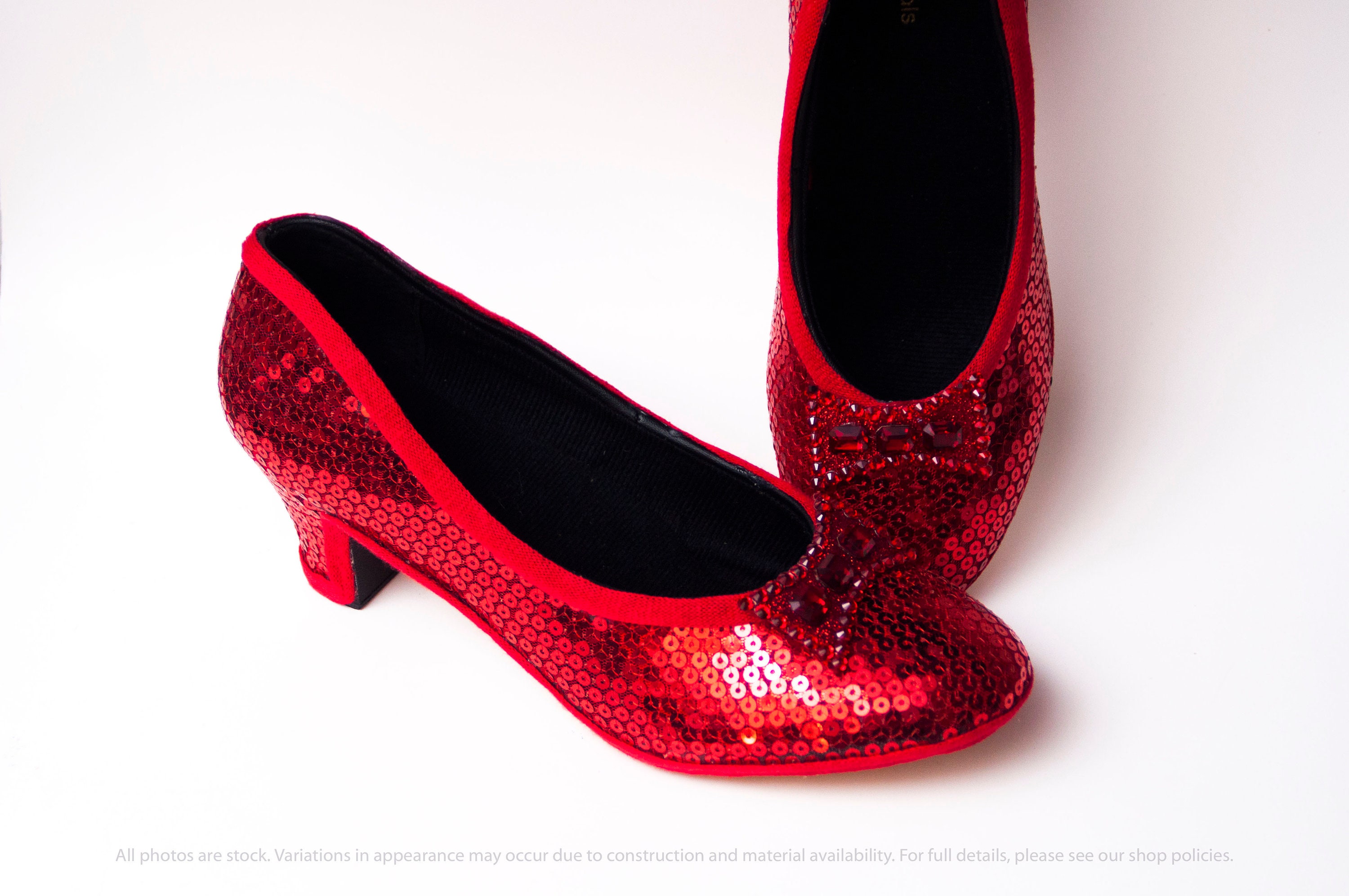 red sequin high heels