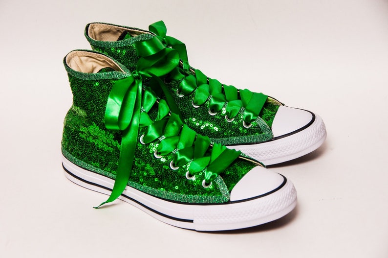 Kelly Green Starlight Sequin Converse High Top Sneakers Etsy
