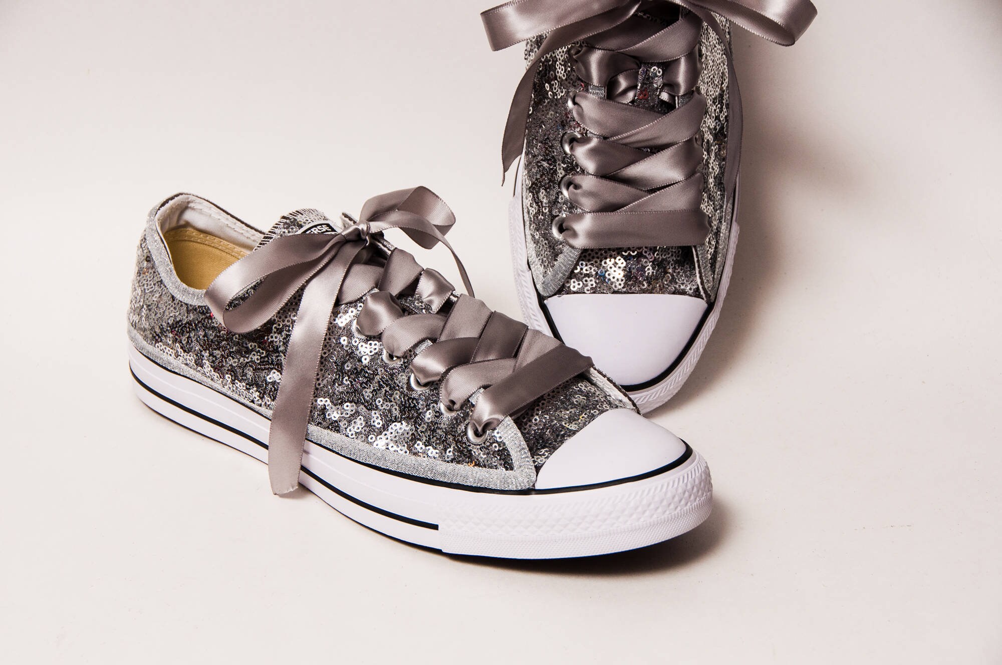 sequin converse silver