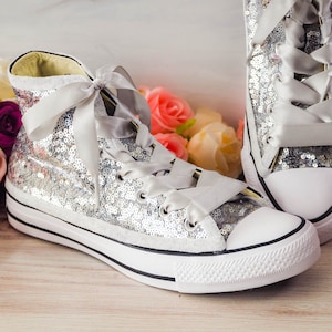 Sparkle-25 Women's Glitter Metallic Lace Up High Top Flat Fashion Sneaker  Shoes