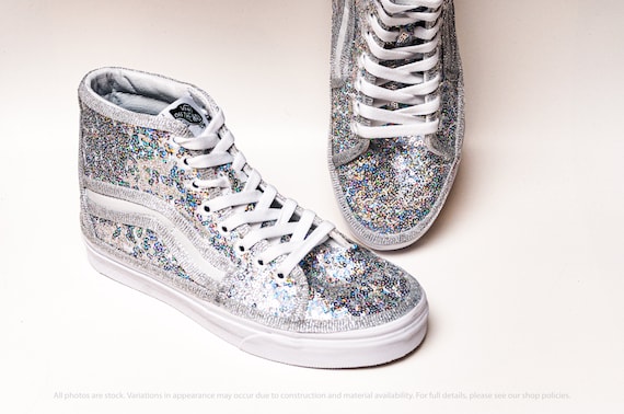 silver sequin high top sneakers