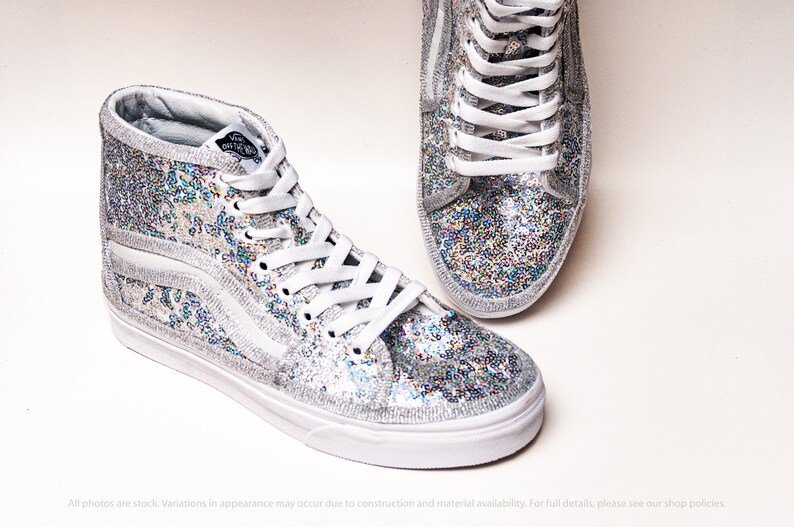 silver sequin vans shoes