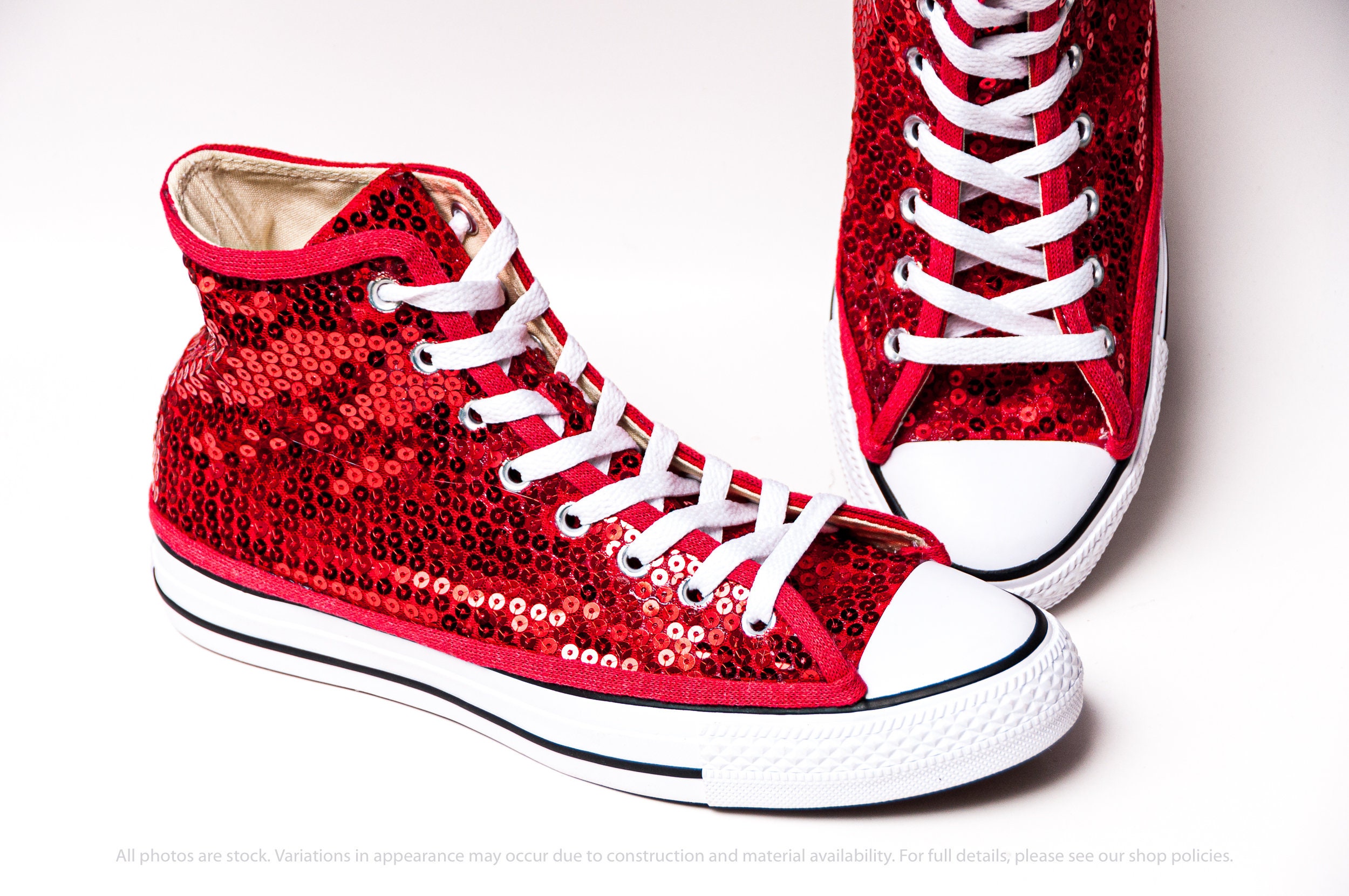 Red Sequin High Top Sneakers | Etsy