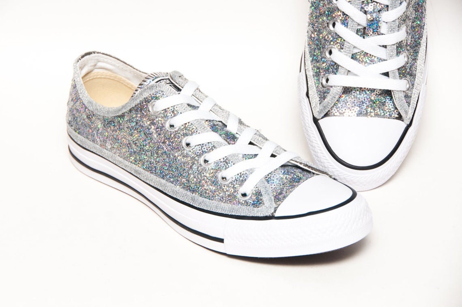 Brilliant Silver Sequin Low Top Sneakers Etsy Australia