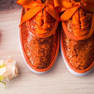 Orange Sequin Sneakers, Wedding Shoes, Custom Shoes, Gifts for Her image 7