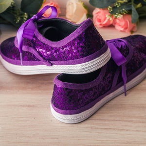 Wedding Sneakers for Bride Sparkle, Purple Sequin Sneakers, Wedding Shoes, Homecoming Dress, Gifts for Her, Purple Wedding Sneakers image 6