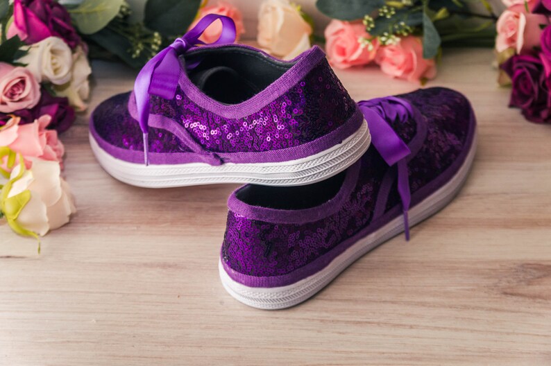 Wedding Sneakers for Bride Sparkle, Purple Sequin Sneakers, Wedding Shoes, Homecoming Dress, Gifts for Her, Purple Wedding Sneakers image 6