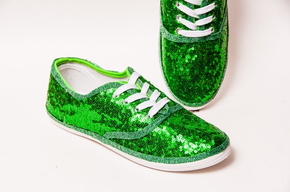 kelly green sequin sneakers