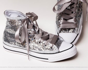 silver glitter converse high tops