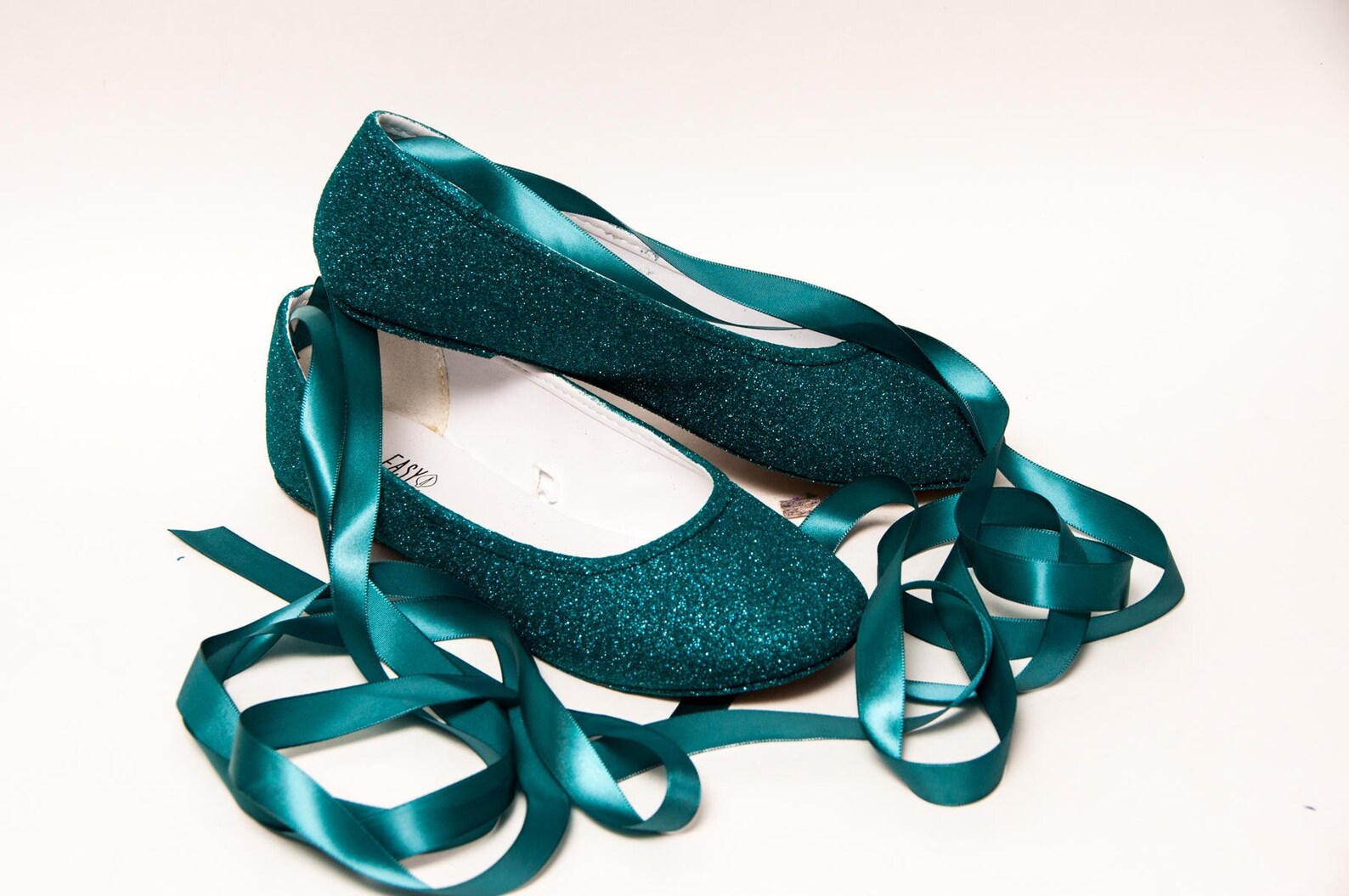 peacock glitter ballet flats