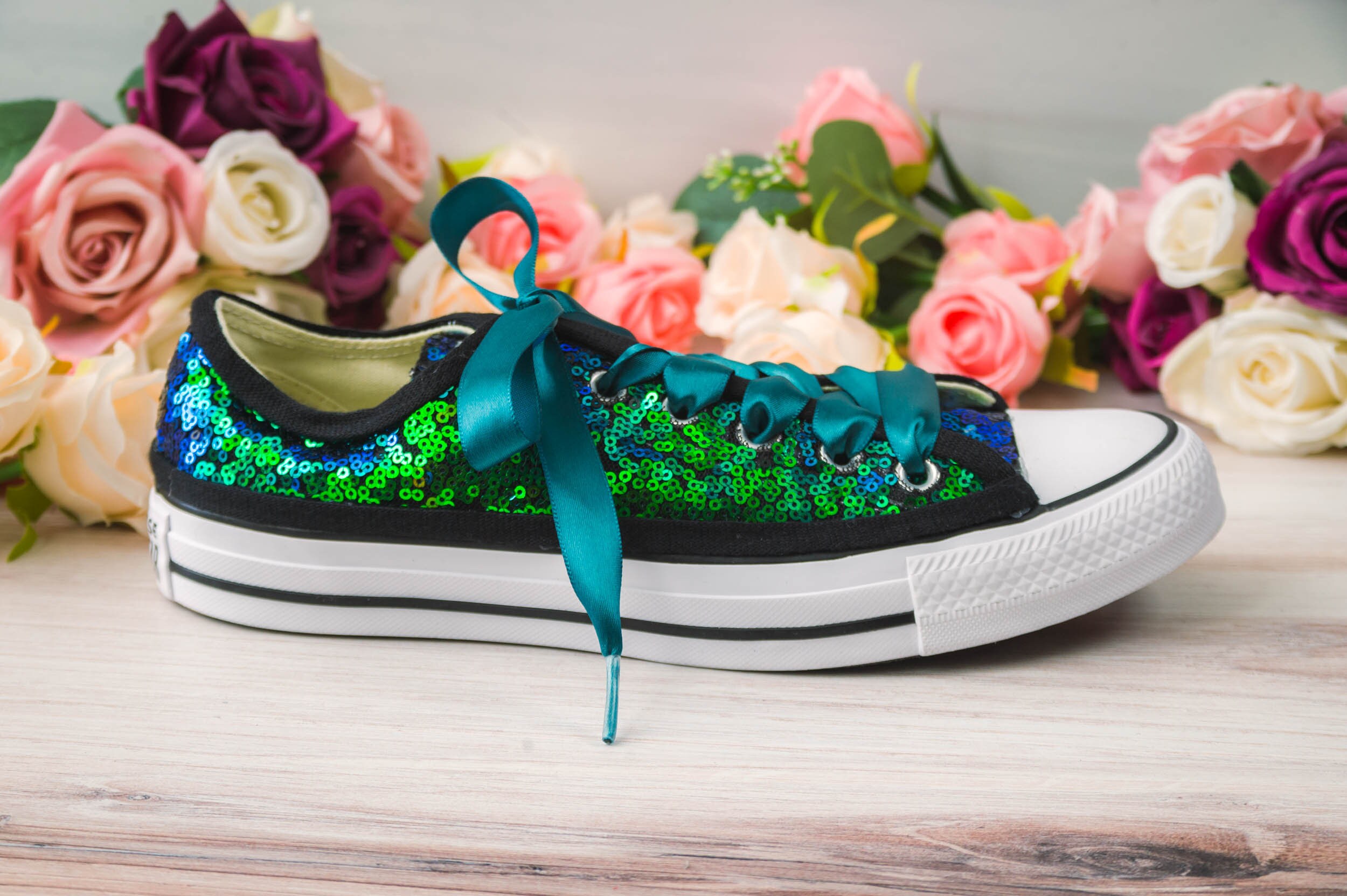Wedding Sneakers for Bride Sparkle Green Blue Peacock Sequin Low Top Sneakers Wedding Shoes Women Gifts for Her Custom Shoes Women Etsy
