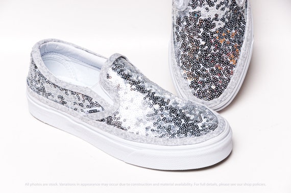 silver slip on sneakers