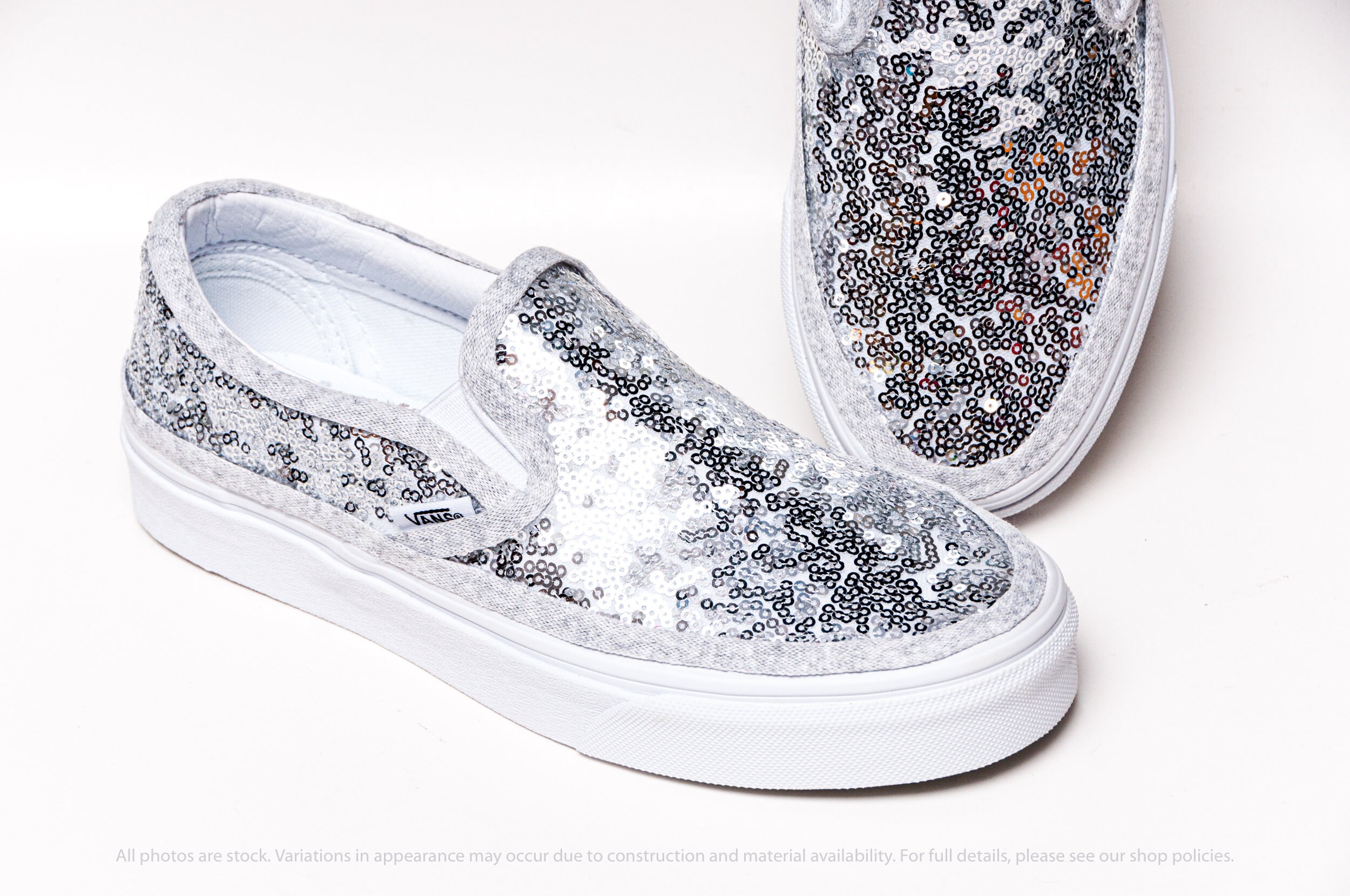 womens silver sequin vans
