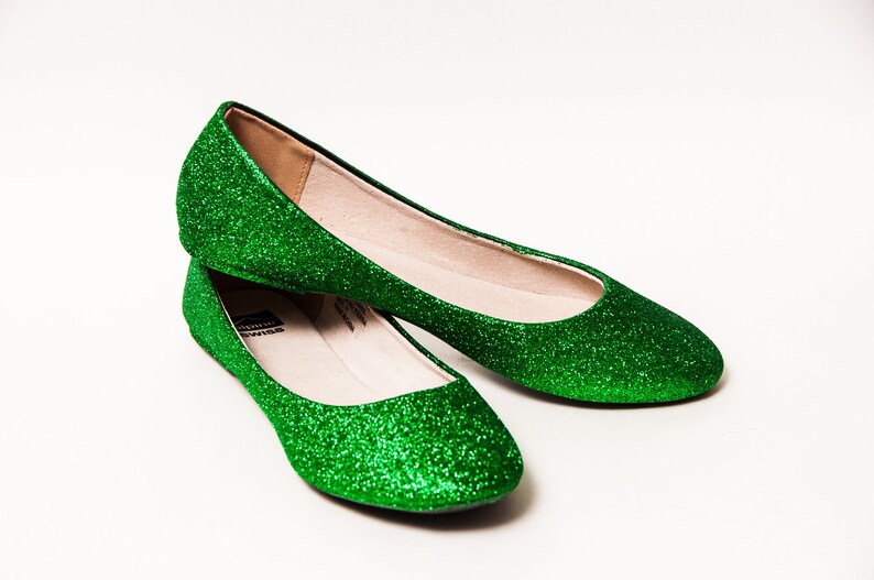 green sparkle flats