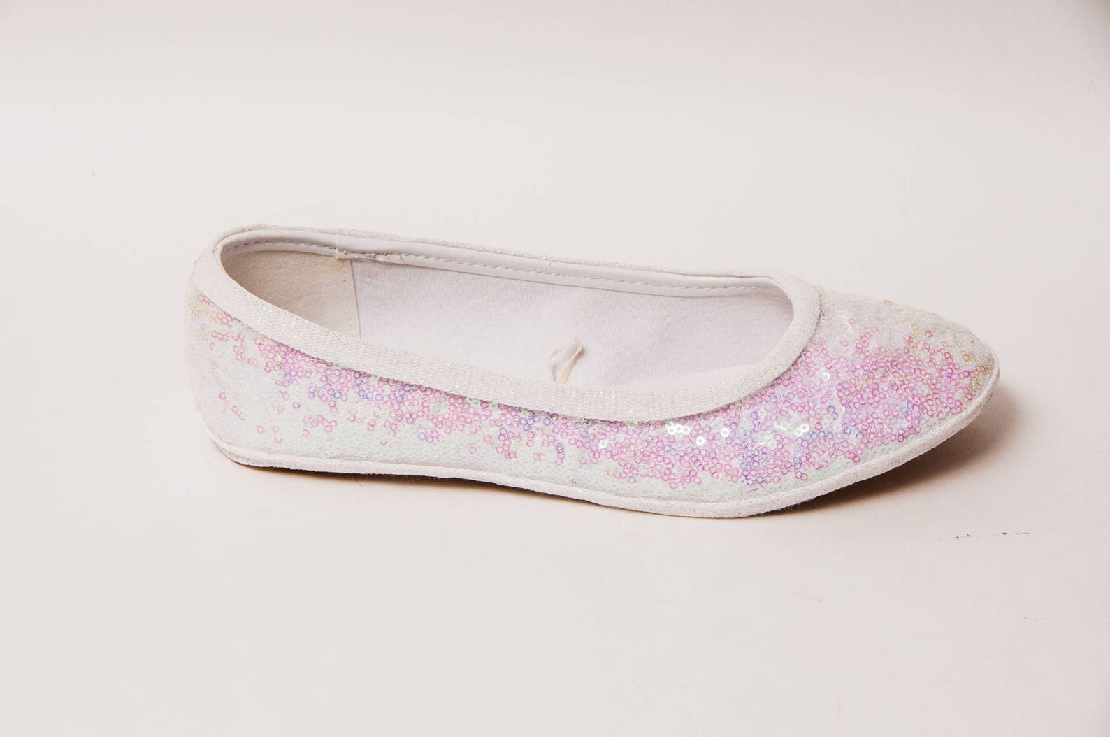 sequin - crystal iridescent iris white ballet flat slipper custom shoes