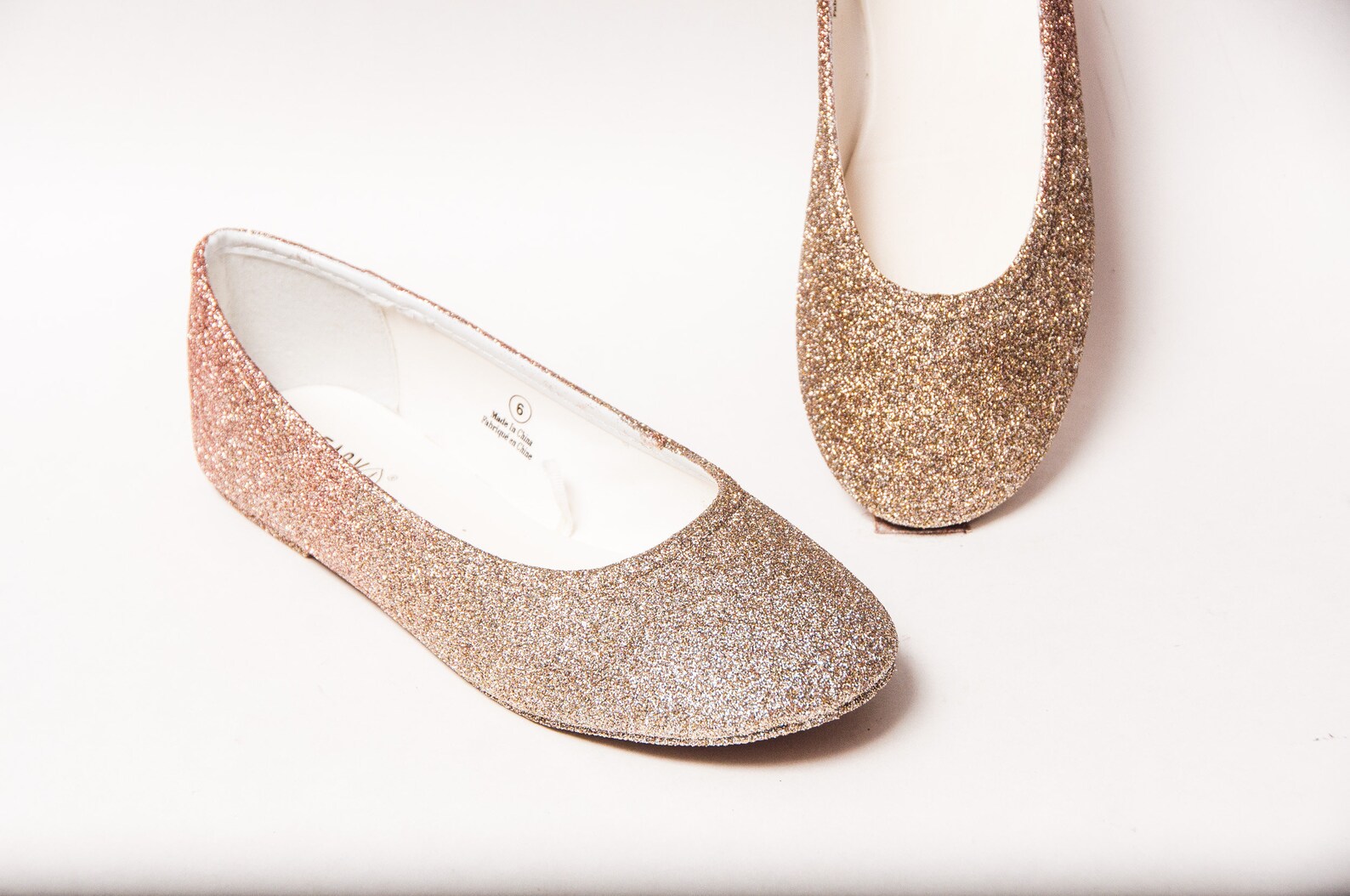 ombre glitter ballet flats