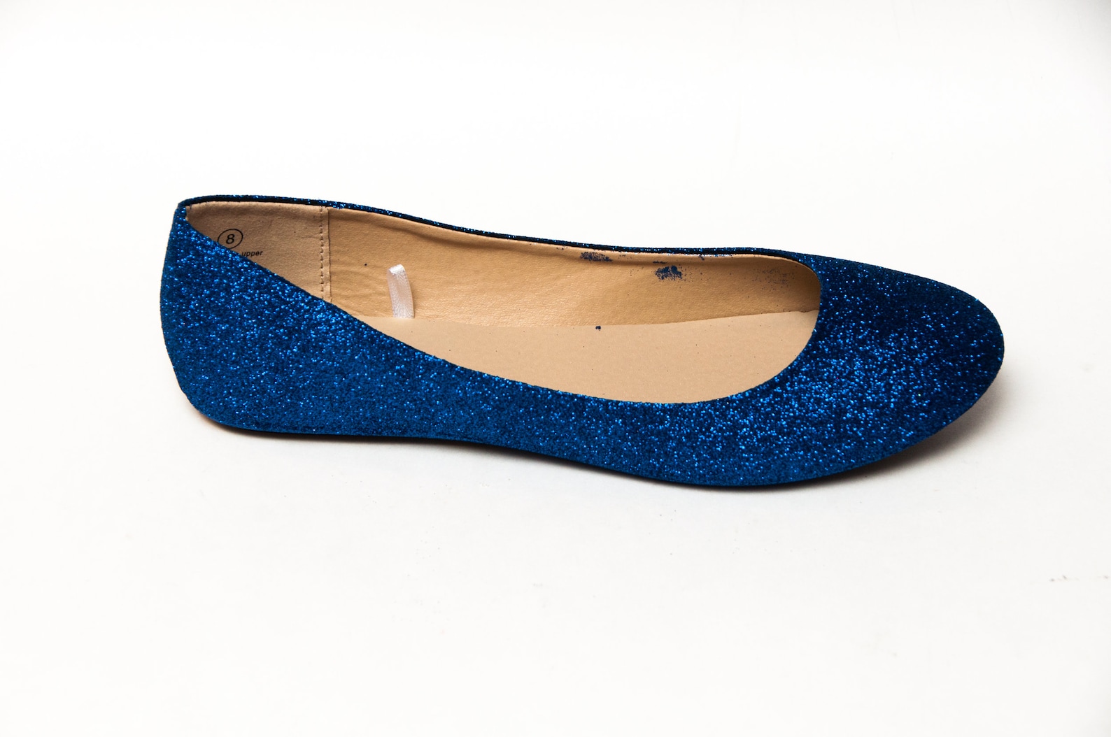 glitter - sapphire blue ballet flat slipper custom shoes