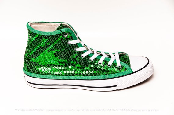 kelly green sequin sneakers