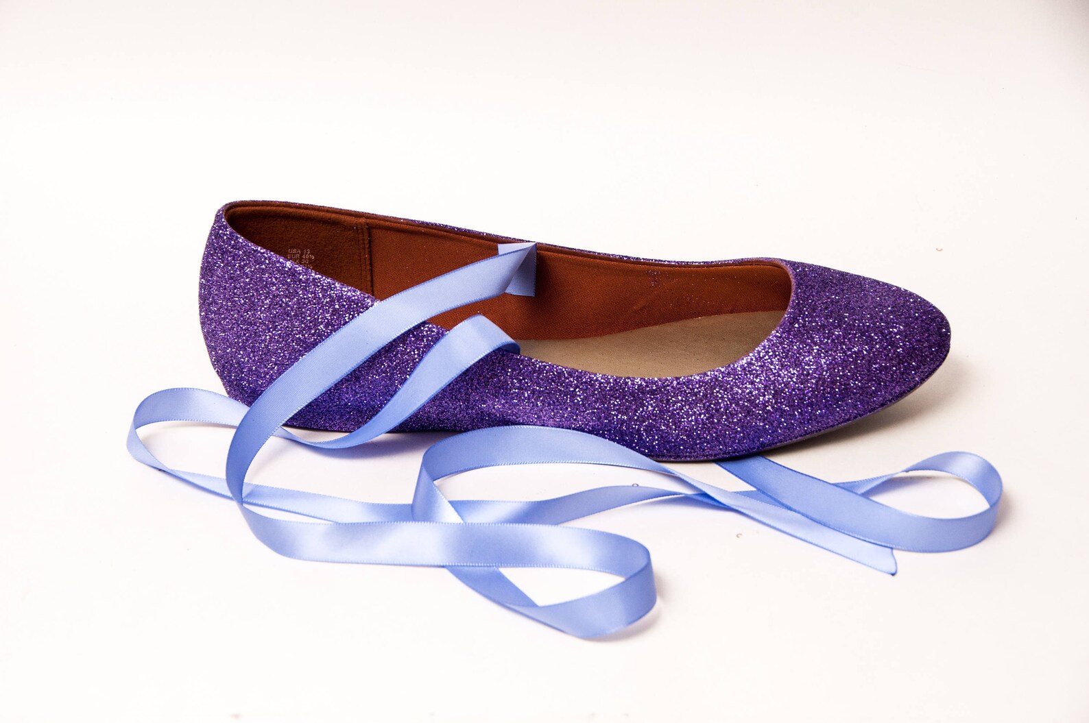 lavender purple glitter ballet flats