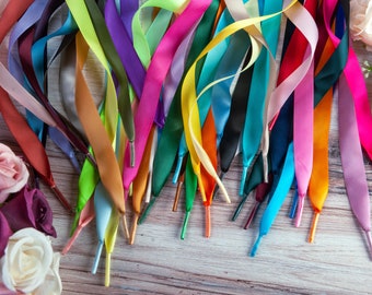 Satin Ribbon Shoelaces: 5/8" Wedding Shoe Strings