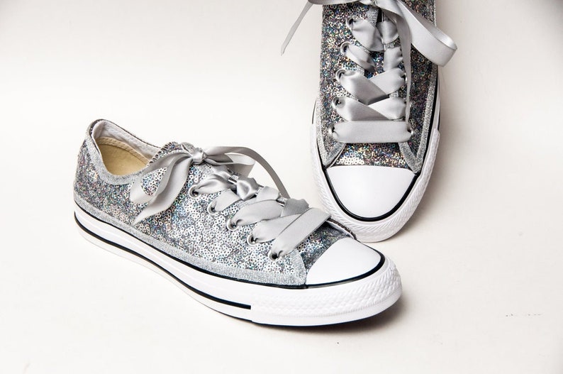 sequin converse silver