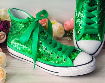 converse green glitter