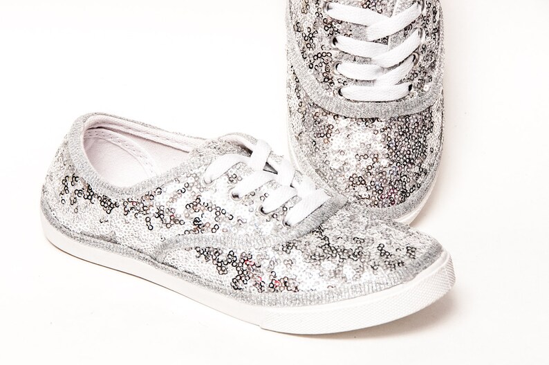 silver sequin tennis shoes