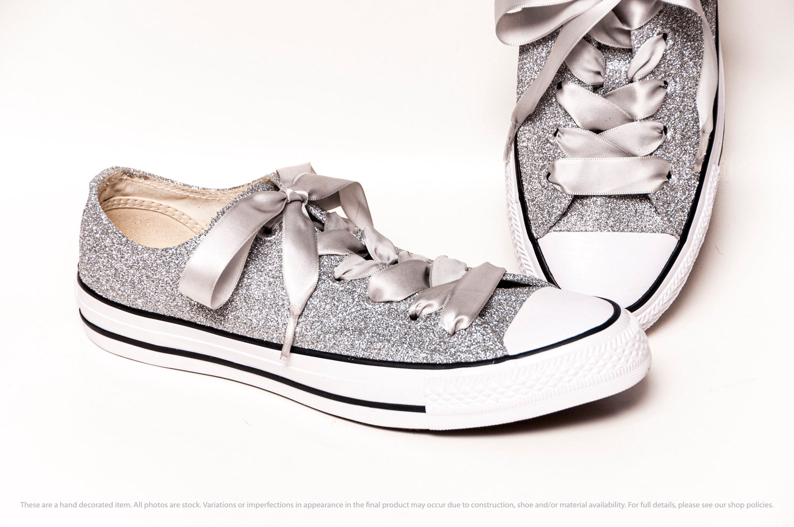 Silver Glitter Converse Sneakers Etsy