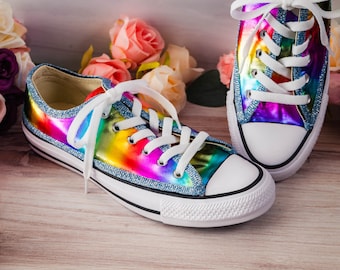 Pride Flag, Rainbow Pride, Rainbow Low Top Sneakers, Custom Sneakers for Women, Wedding Shoes, Pride Shoes, LGBT Community