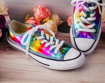 Pride Flag, Rainbow Pride, Rainbow Low Top Sneakers, Custom Sneakers for Women, Wedding Shoes, Pride Shoes, LGBT Community