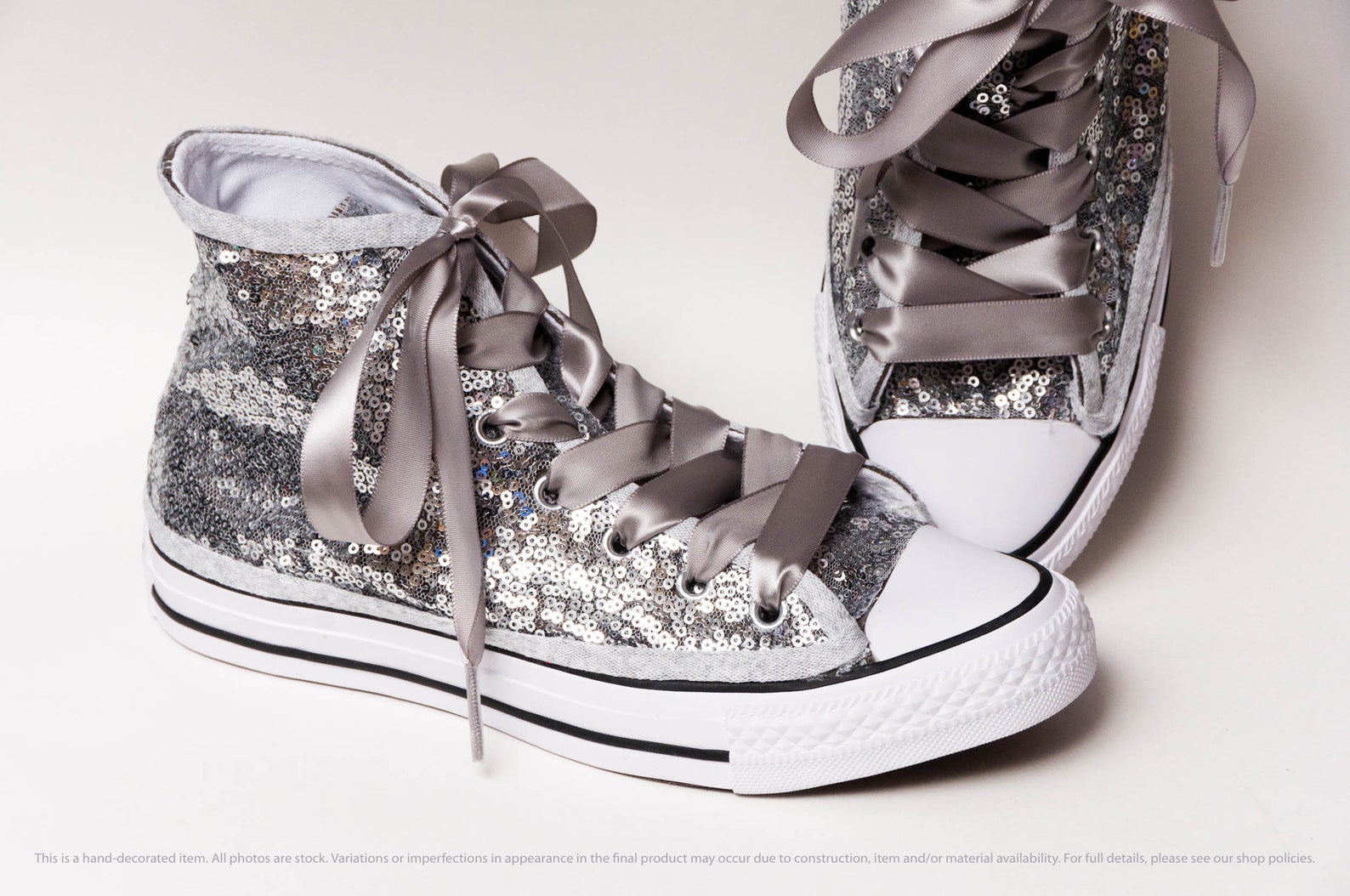 Silver Starlight Sequin Converse High Top Sneakers Etsy