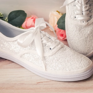 NIYAOSM Glitter Sneakers for Women Rhinestone Shoes Bling Wedding Bridal  Shoes Womens Neon Dressy Shiny Sequin Tennis Sneakers