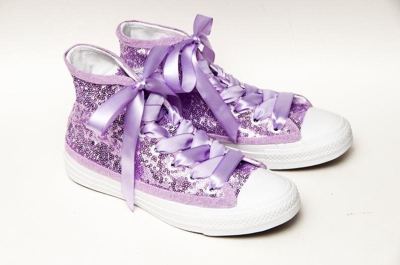 Lavender Sequin ConverseÂ® High Top Sneakers | Etsy