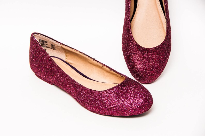 Burgundy Premium Glitter Ballet Flats | Etsy