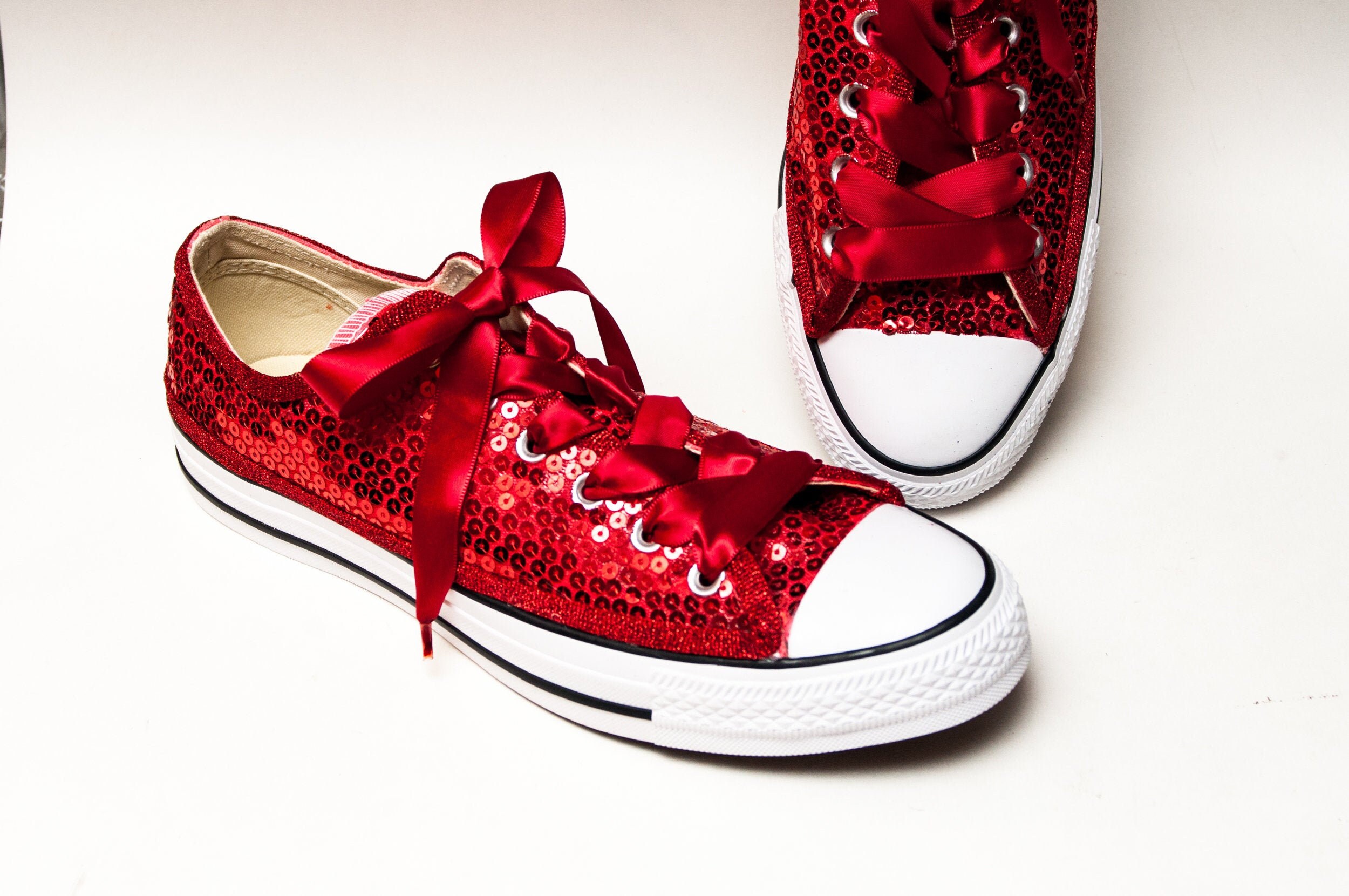 converse red sequin sneakers