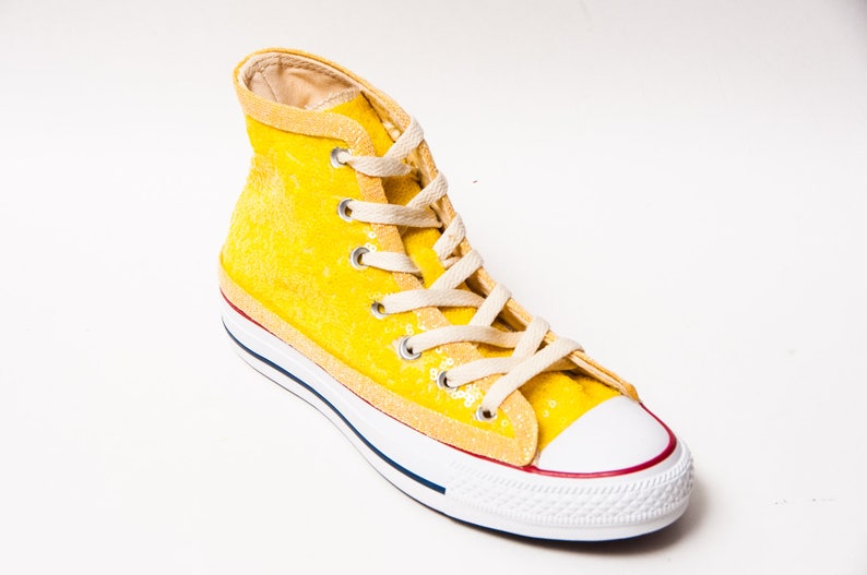 yellow sequin shoes