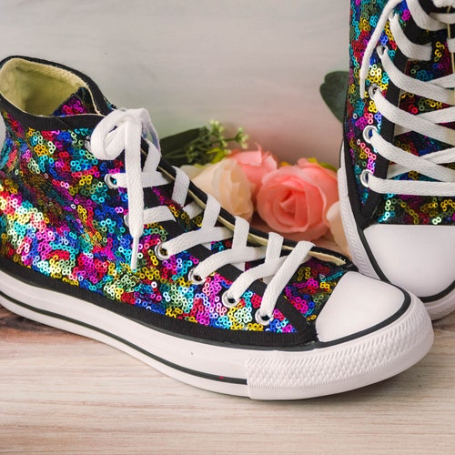 rainbow sequin sneakers