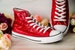 Red Sequin High Top Sneakers, Wedding Shoes, Bride, Bridesmaid, Prom, Halloween, Gifts for Her 