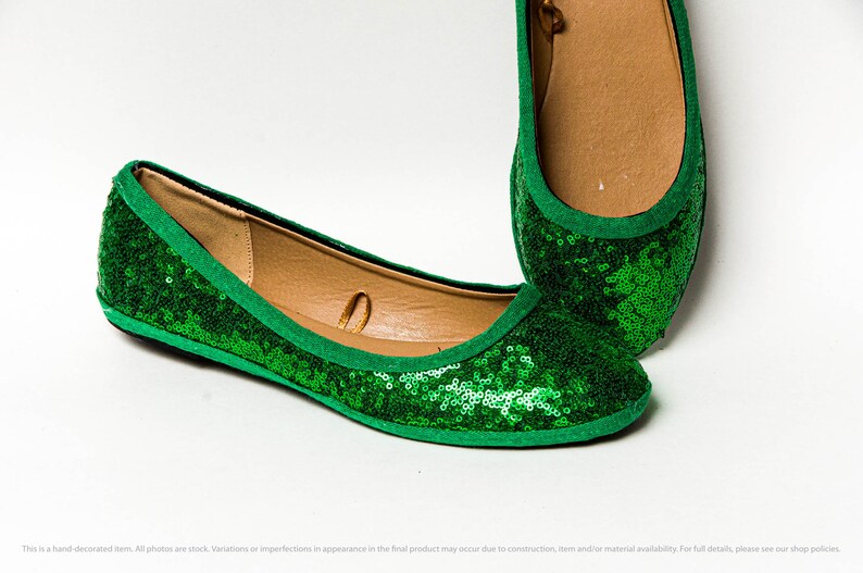 Kelly Green Sequin Ballet Flats | Etsy