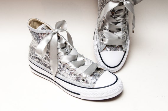 silver sequin converse high tops