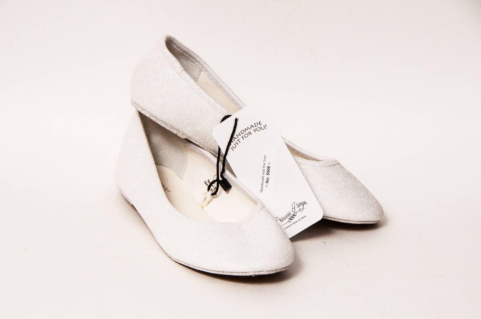 ready 2 ship - size 7 bridal white ballet flats slippers shoes